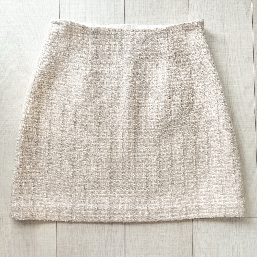 Aritzia Babaton beige tweed mini skirt - Picture 1 of 10
